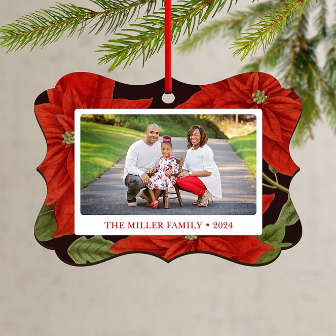 Vintage Poinsettias Custom Ornaments