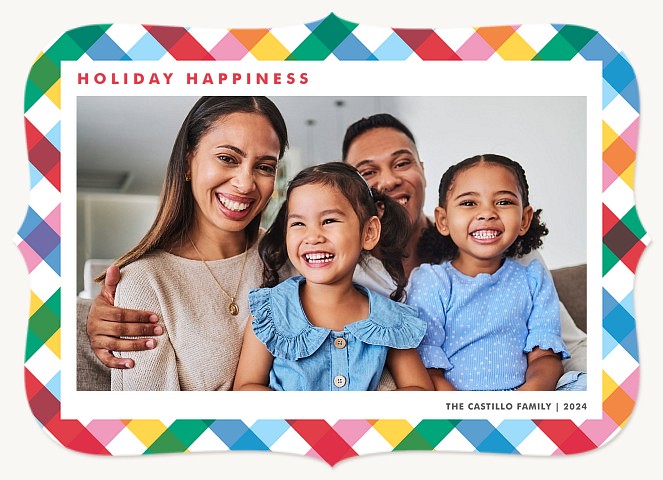 Colorful Plaid Personalized Holiday Cards