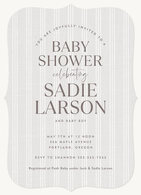 Striped Linen Baby Shower Invites