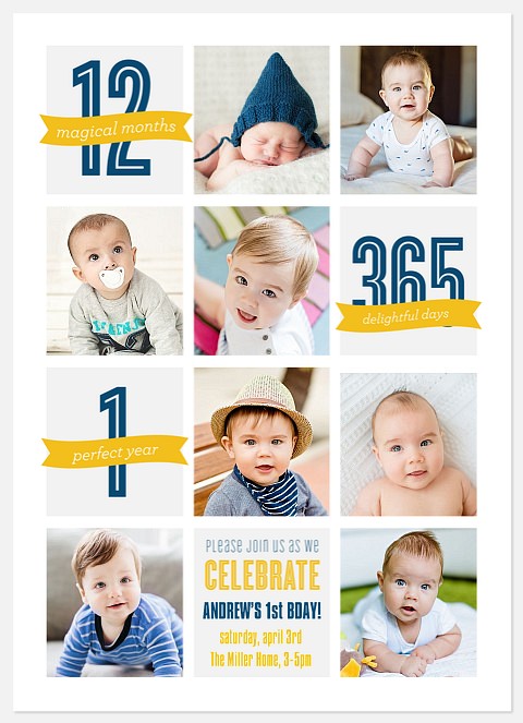 Birthday Collage  Boy Birthday Invitations