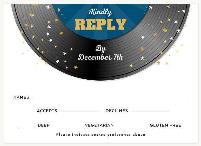 Blue Record Bar Mitzvah RSVP Cards