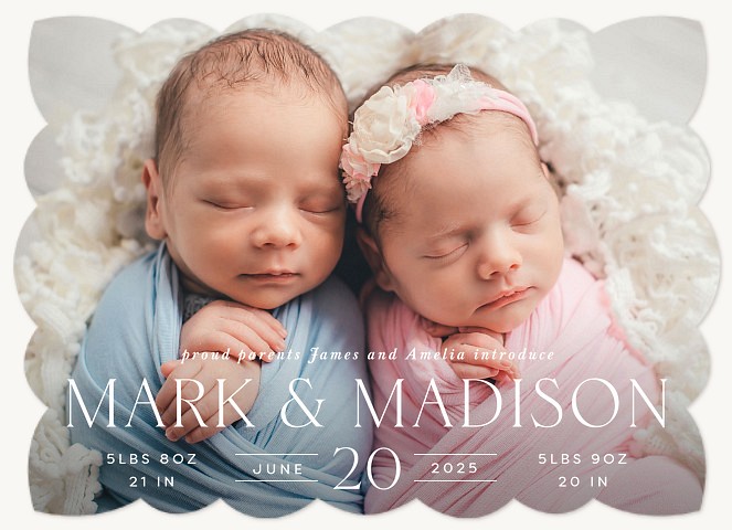 Traditional Twins Twin Birth Announcements