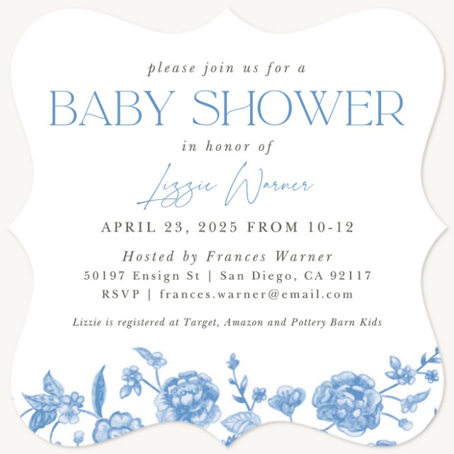 Cottage Roses Baby Shower Invites