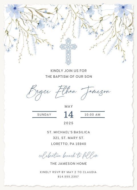 Sprig Border Baptisms & Christening Invitations