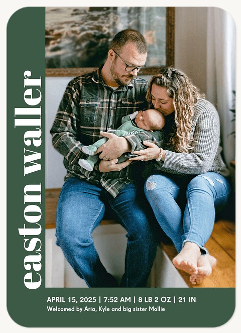 Vertical Name Baby Announcements