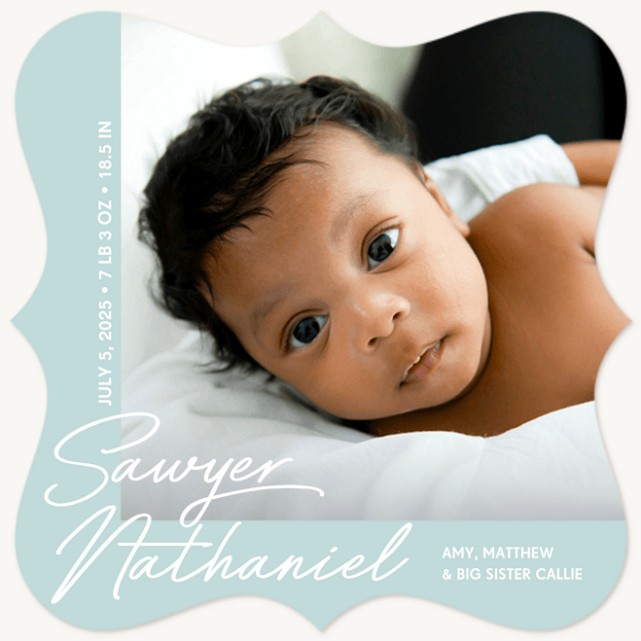 Corner Script Baby Announcements