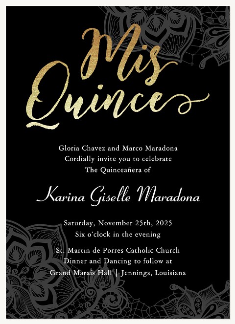 Radiant Writing Quinceañera Invitations