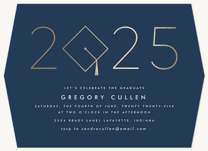 Gilded Mortarboard Graduation Party Invitations