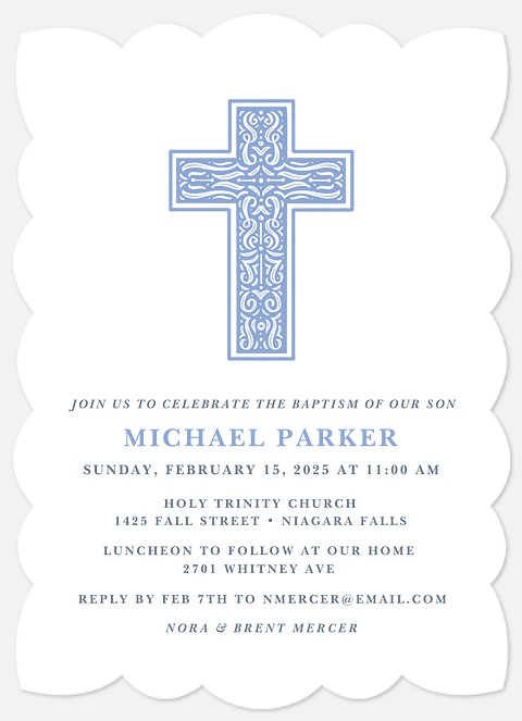 Decorated Faith Baptism Christening Invitations