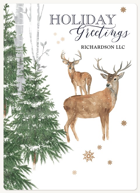 Woodland Deer Business Holiday Magnets