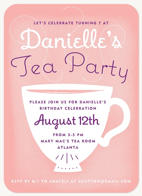 Fancy Tea Kids Birthday Invitations