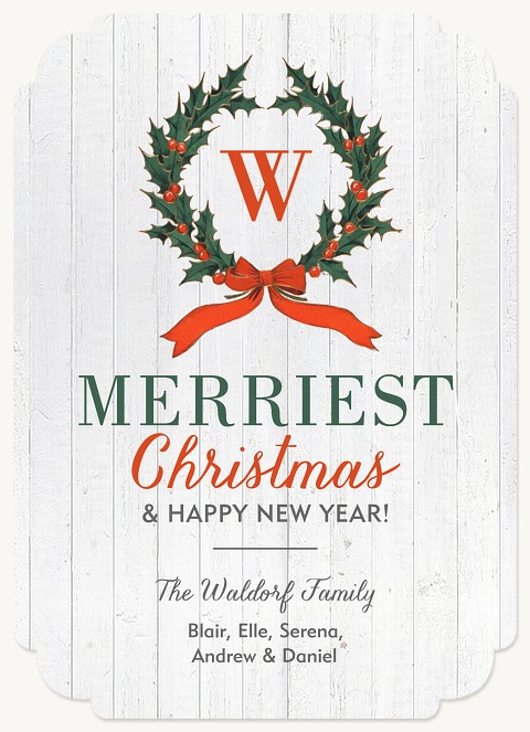Farmhouse Wreath Personalized Holiday Cards