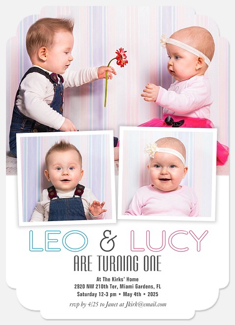 Double the Happy Twins Birthday Invitations