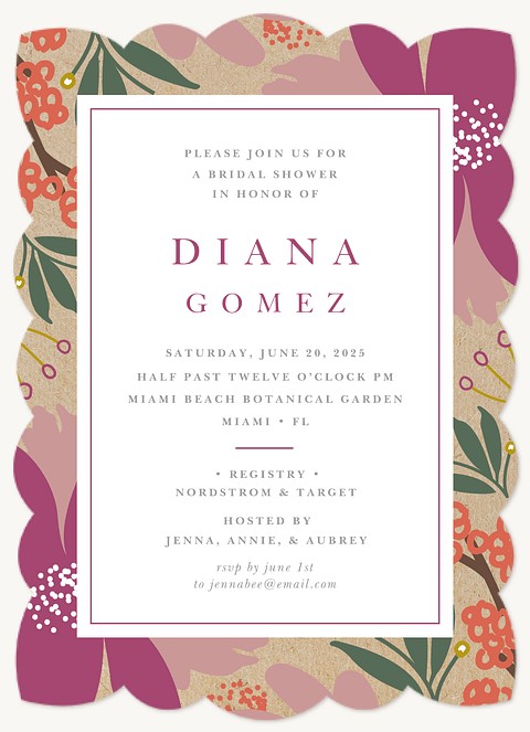 Garden Folkart Bridal Shower Invitations