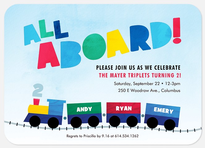 All Aboard Twins Birthday Invitations