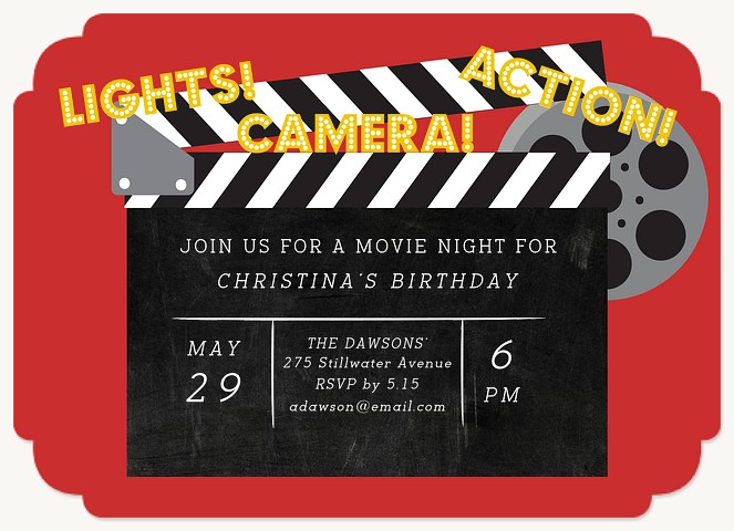 Movie Time Kids Birthday Invitations