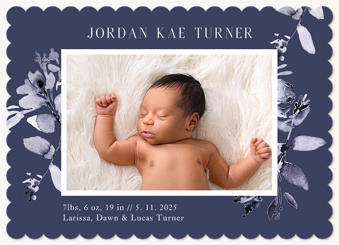Inked Foliage Baby Announcements