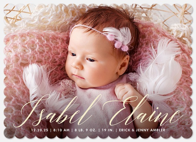 Delicate Script Baby Birth Announcements