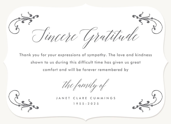 Elegant Remembrance Memorial & Sympathy Cards