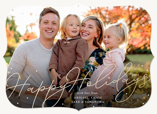 Golden Starbursts Personalized Holiday Cards