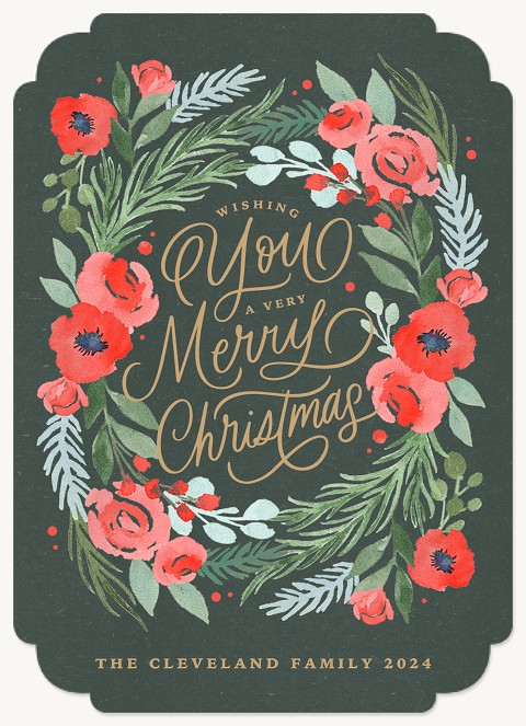 Painted Wreath Personalized Holiday Cards