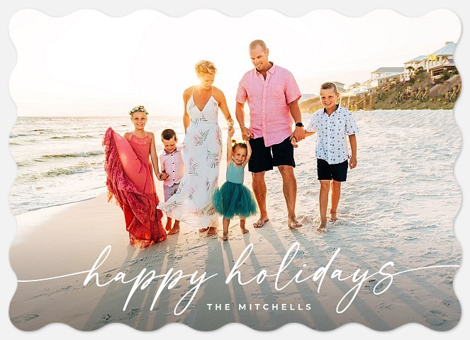 Flowing Script Holiday Photo Cards