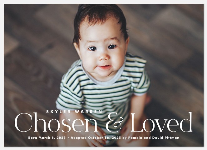 Chosen Overlay Baby Birth Announcements