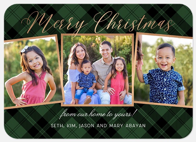 Plaid Trio Holiday Photo Cards
