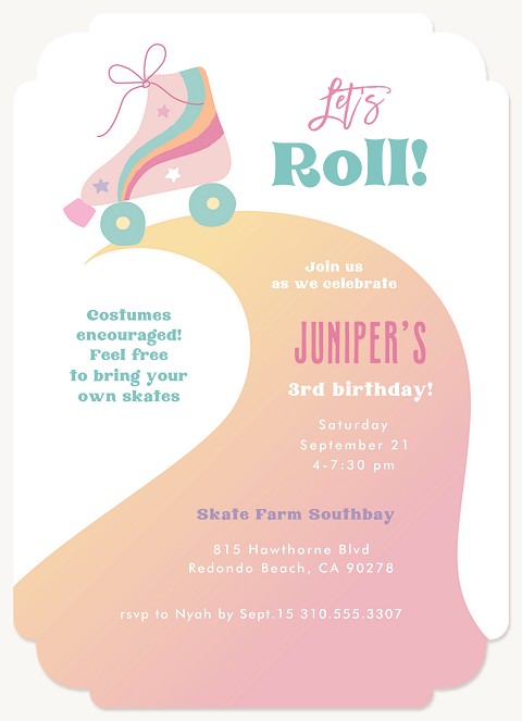 Rainbow Roll Kids Birthday Invitations