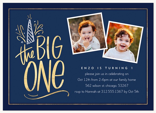 Hand Lettered One Kids Birthday Invitations