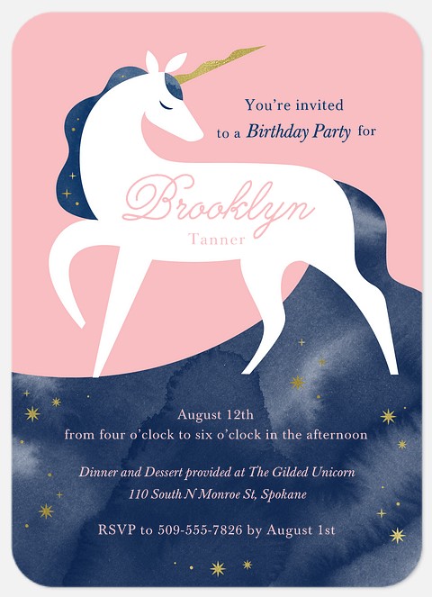 Majestic Unicorn Kids' Birthday Invitations