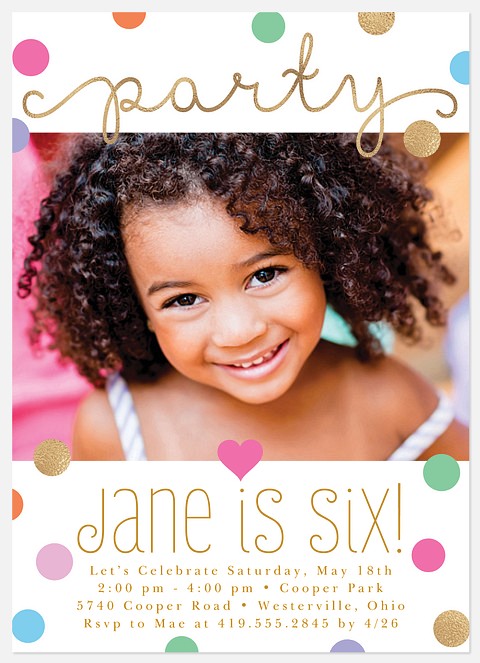 Rainbow Dots Kids' Birthday Invitations