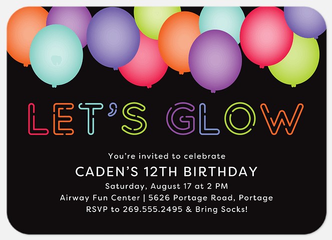 Glowing Up Kids' Birthday Invitations