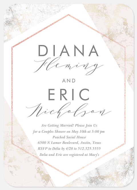 Geometric Marble Bridal Shower Invitations