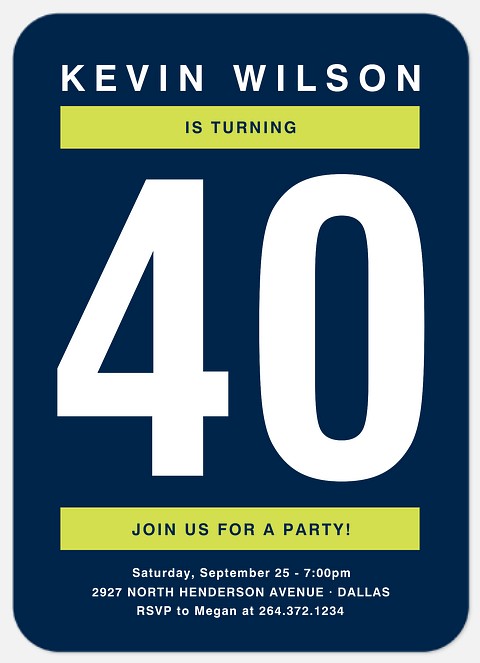 Big Bash Adult Birthday Invitations