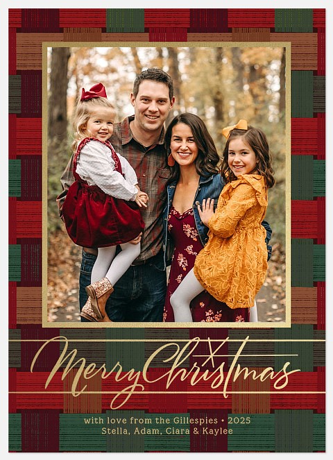Woven Texture Holiday Photo Cards