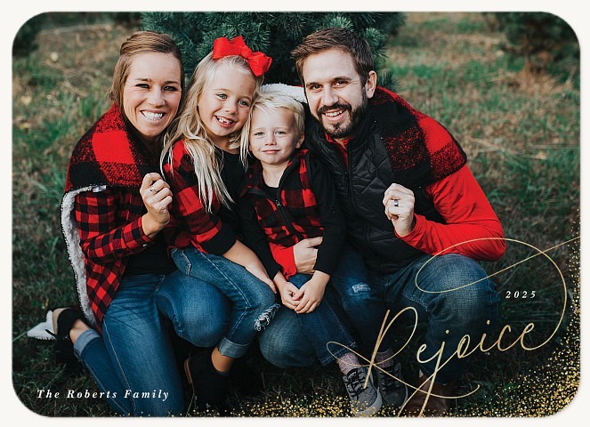 Glittering Rejoice Personalized Holiday Cards