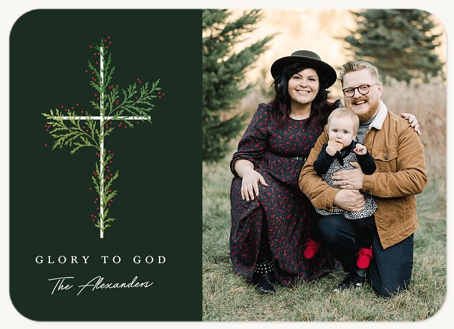 Garland Cross Personalized Holiday Cards