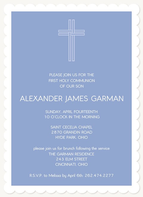 Classic Serenity First Communion Invitations