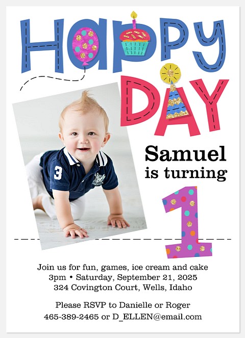 Birthday Patch First Birthday Invitations