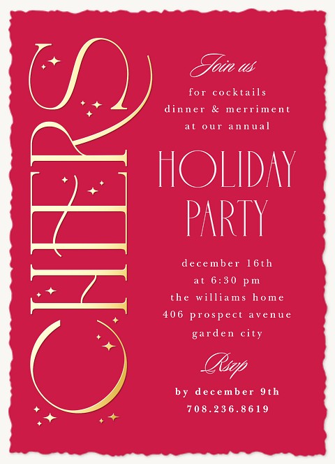 Sparkling Cheers Holiday Party Invitations