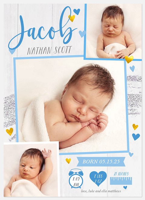 Golden Infographic Baby Birth Announcements