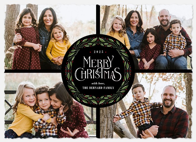 Quad Wreath Holiday Photo Cards