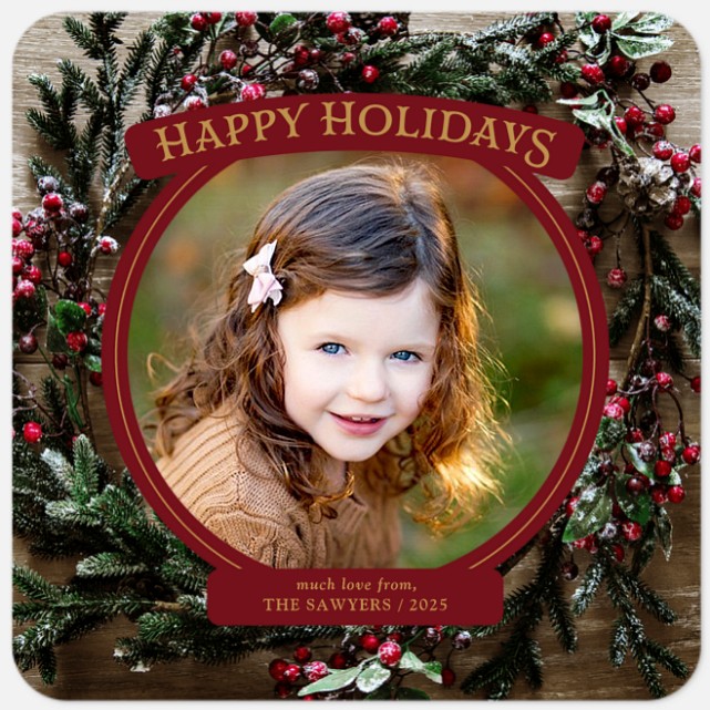 Frosted Wreath Holiday Photo Cards