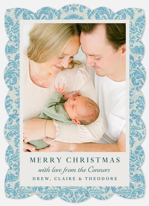 Vintage Damask Holiday Photo Cards