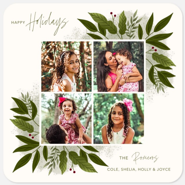 Floral Corners Holiday Photo Cards