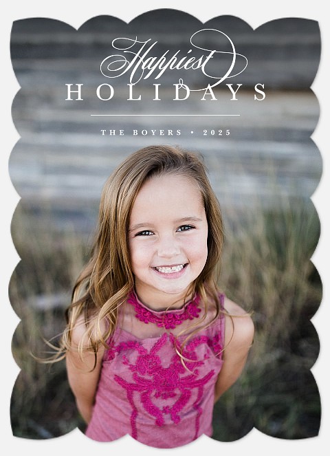 Delicate Script Holiday Photo Cards
