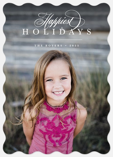 Delicate Script Holiday Photo Cards