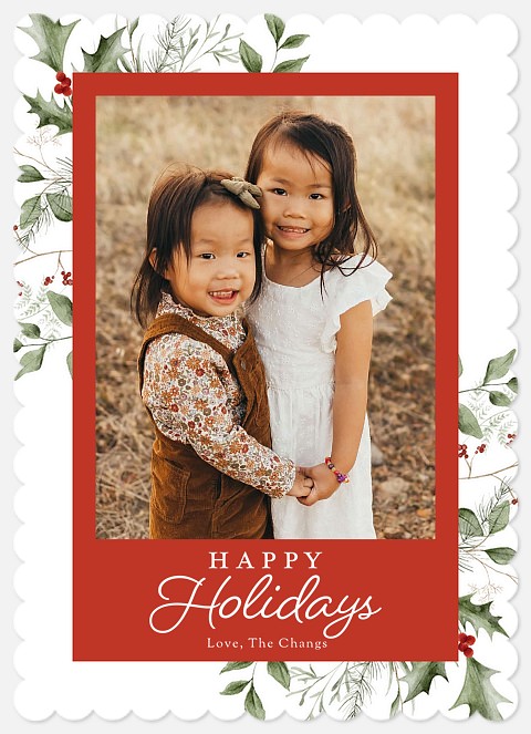 Berry Holly Holiday Photo Cards