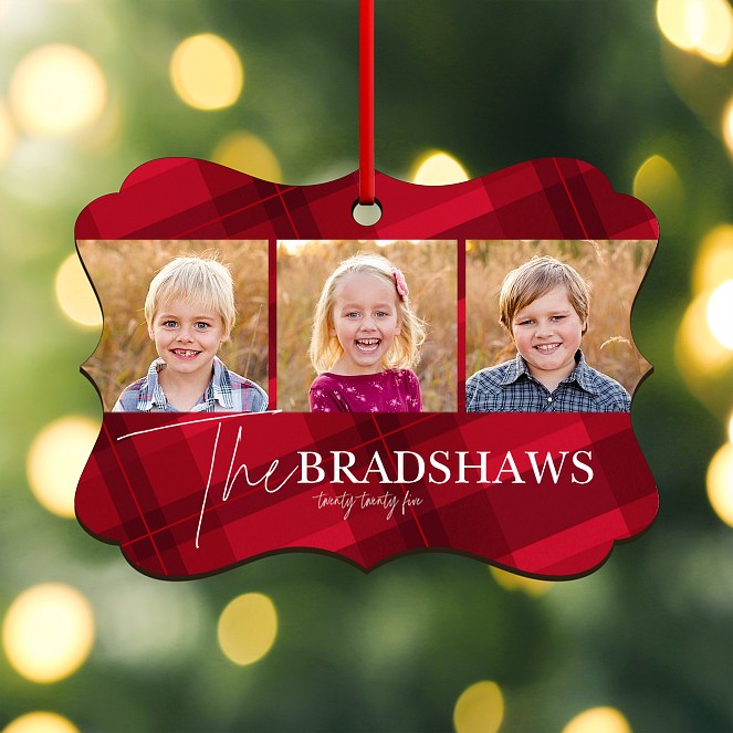 Crimson Plaid Custom Ornaments